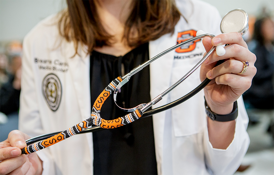 A beaded stethoscopeat the Oklahoma State University Center for Health Sciences in Tulsa, Okla. tribal health native american indian
