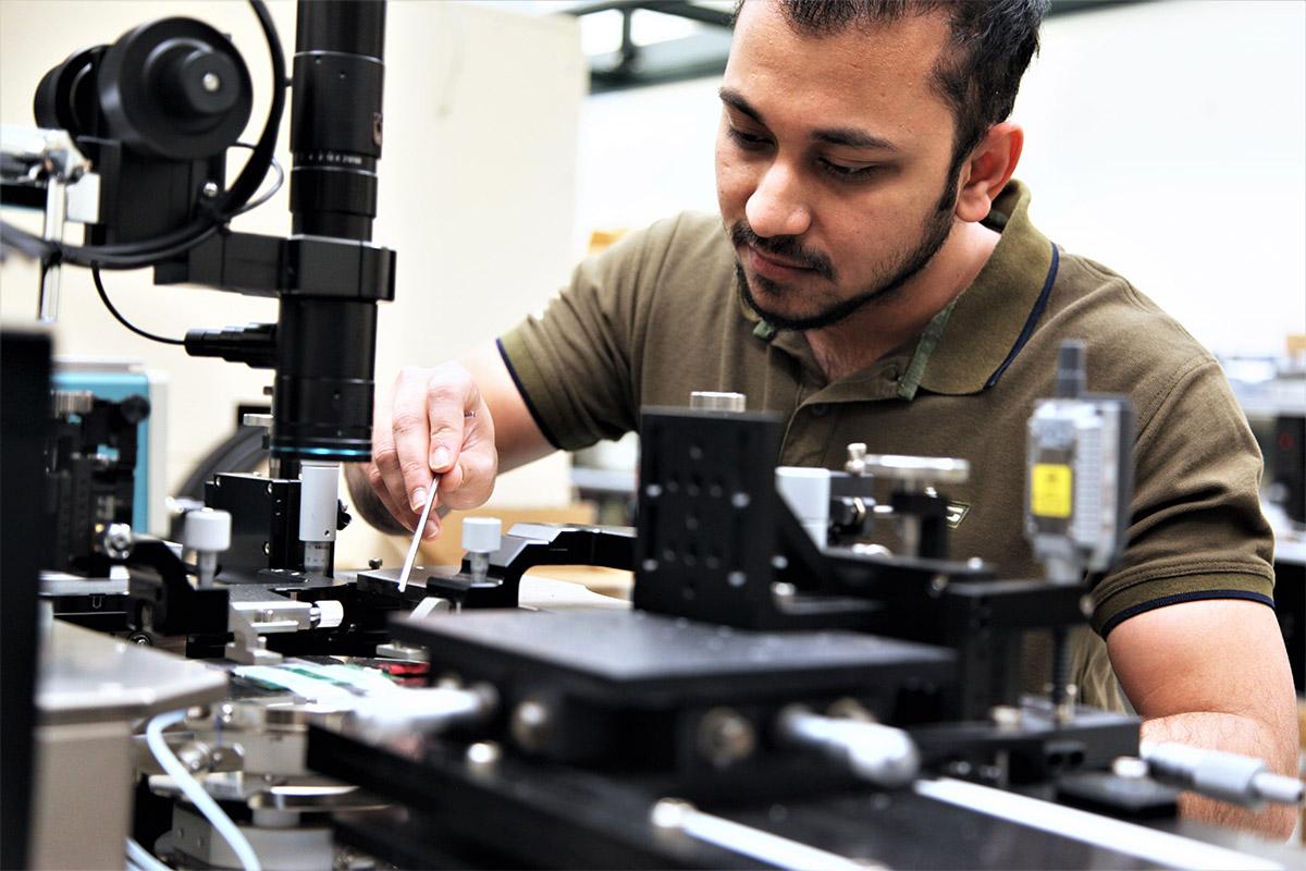 Student studying in engineering lab